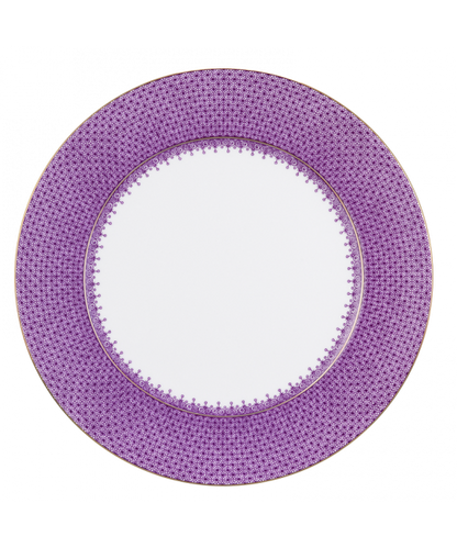 Elegant Plum Lace Service Plate with Gold Accents
