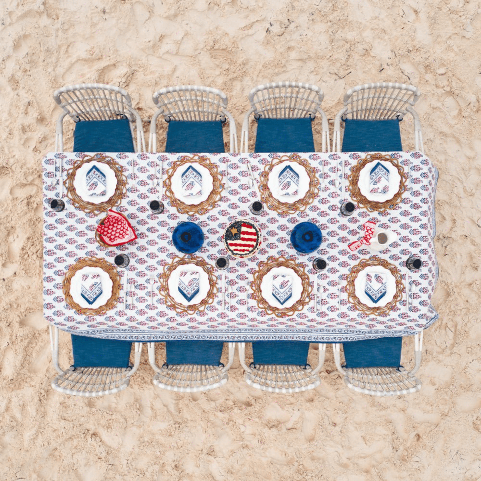 Sagar Red & Blue Tablecloth - Hosted by Kelly Gaudreau