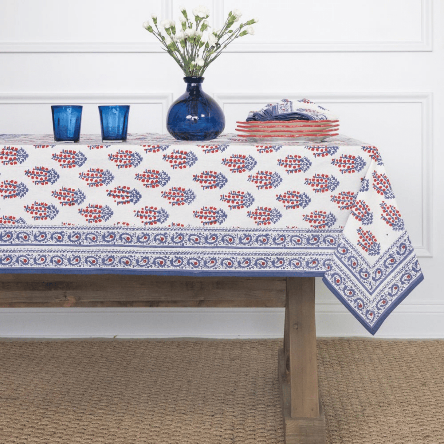 Sagar Red & Blue Tablecloth - Hosted by Kelly Gaudreau