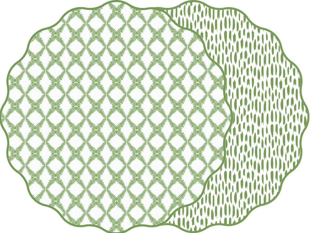 Scallop Cotton and Quill Trellis Placemat in Greenery - Reversible - Hosted by Kelly Gaudreau