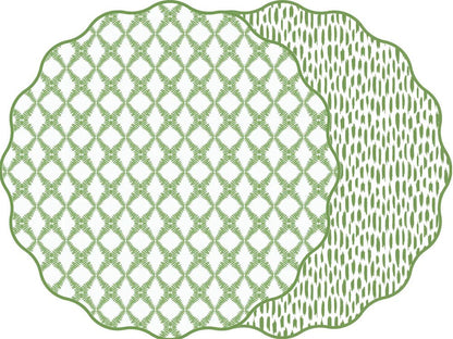 Scallop Cotton and Quill Trellis Placemat in Greenery - Reversible - Hosted by Kelly Gaudreau