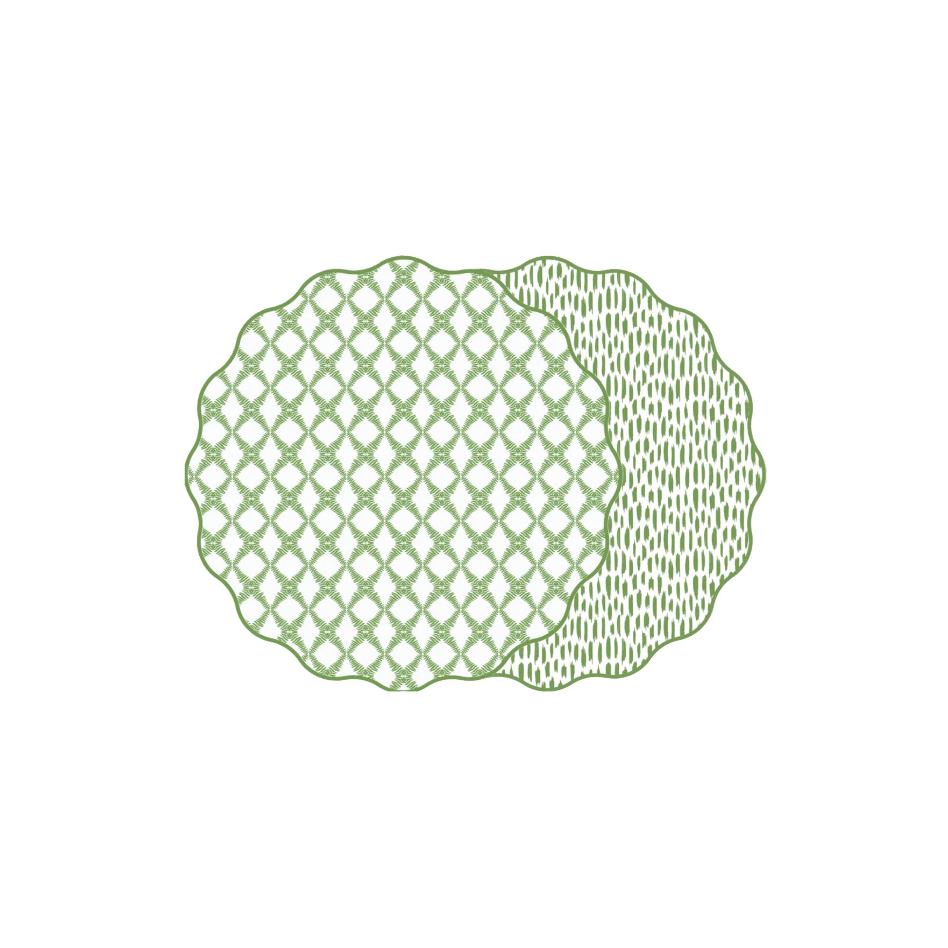 Scallop Cotton and Quill Trellis Placemat in Greenery - Reversible - Hosted by Kelly Gaudreau