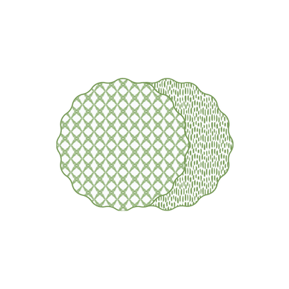 Scallop Cotton and Quill Trellis Placemat in Greenery - Reversible - Hosted by Kelly Gaudreau