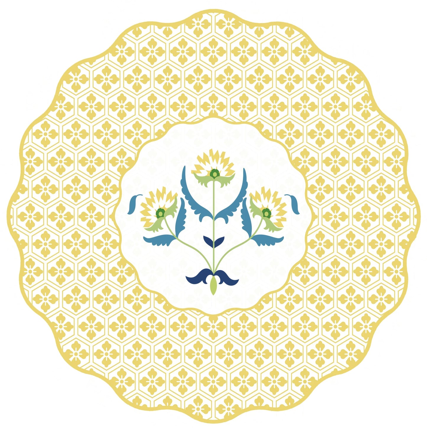 Scallop Italian Flower Placemat in Yellow - Reversible - Hosted by Kelly Gaudreau