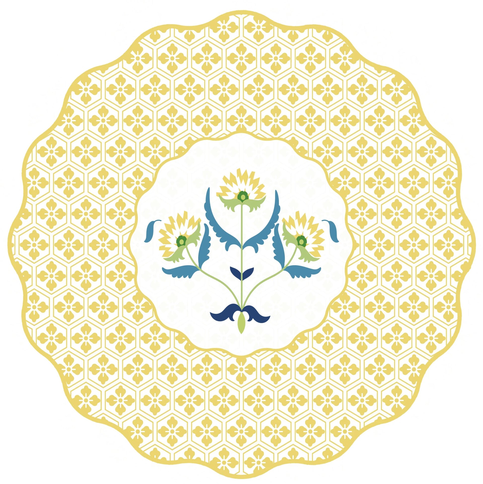 Scallop Italian Flower Placemat in Yellow - Reversible - Hosted by Kelly Gaudreau