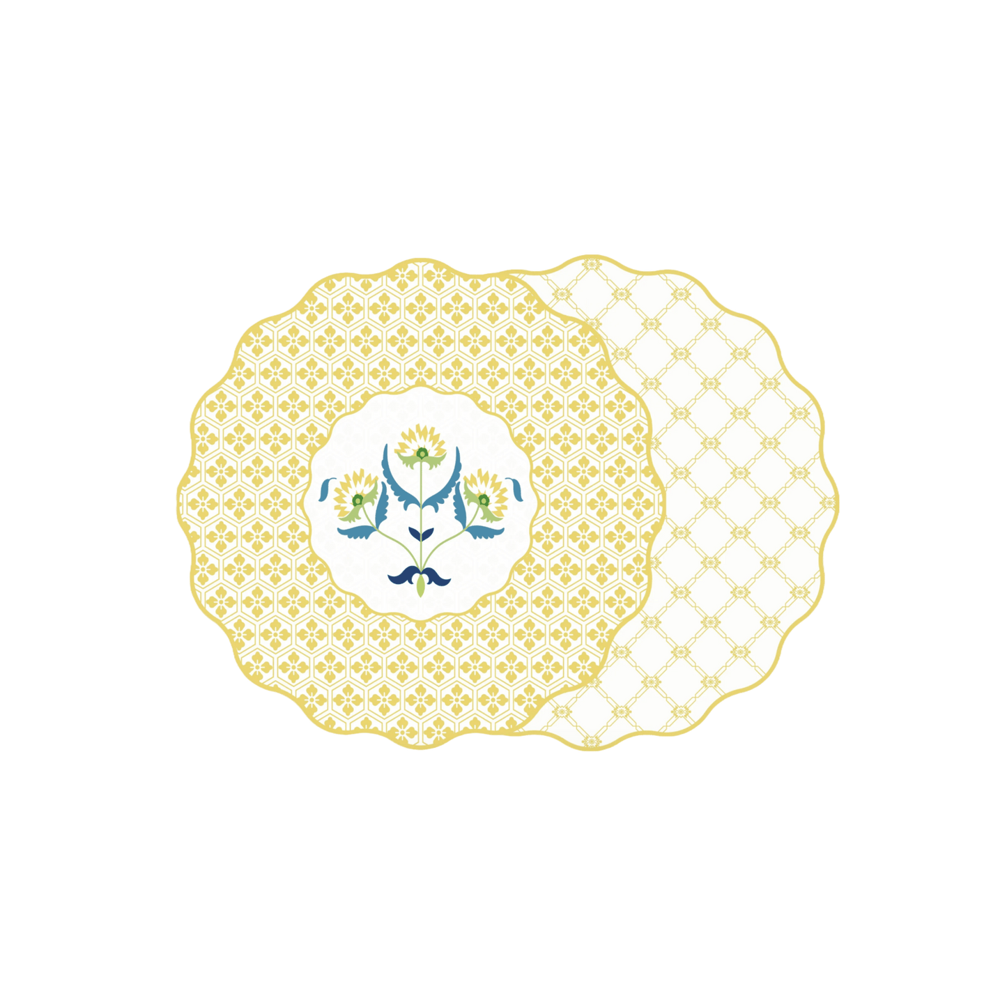 Scallop Italian Flower Placemat in Yellow - Reversible - Hosted by Kelly Gaudreau
