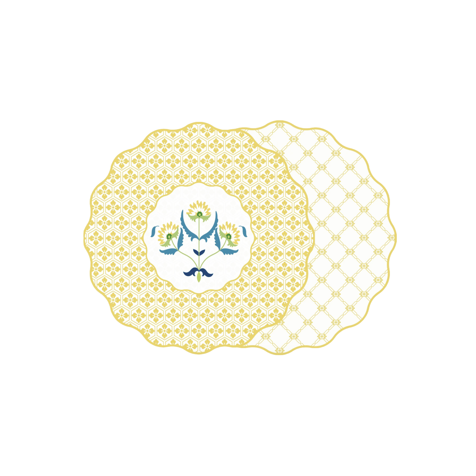 Scallop Italian Flower Placemat in Yellow - Reversible - Hosted by Kelly Gaudreau