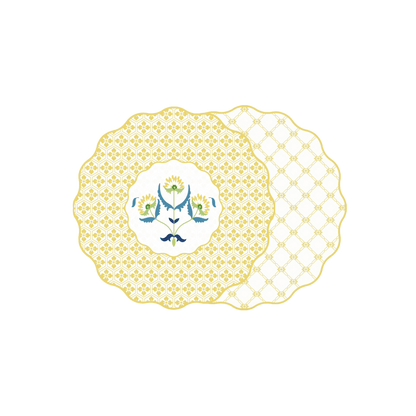 Scallop Italian Flower Placemat in Yellow - Reversible - Hosted by Kelly Gaudreau