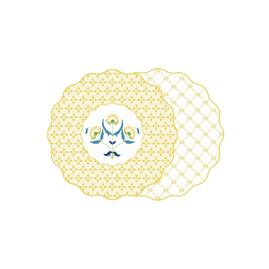 Scallop Italian Flower Placemat in Yellow - Reversible - Hosted by Kelly Gaudreau