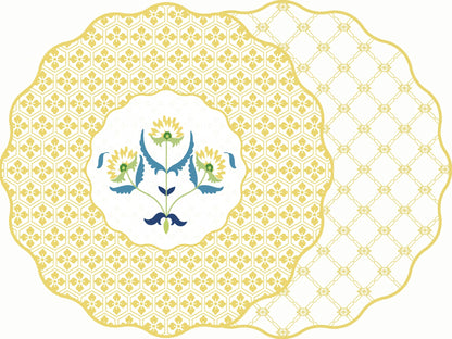 Scallop Italian Flower Placemat in Yellow - Reversible - Hosted by Kelly Gaudreau