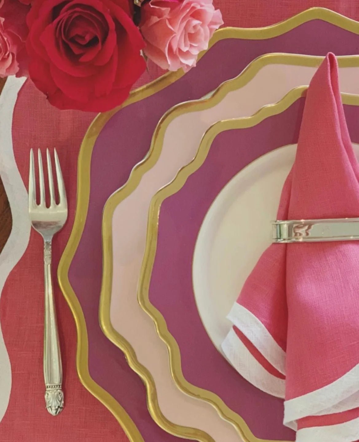 Scalloped Napkin in Hibiscus Pink Set of 4 - Hosted by Kelly Gaudreau