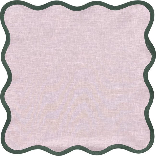 Scalloped Napkin in Peony with Pine Green Trim Set of 4 - Hosted by Kelly Gaudreau