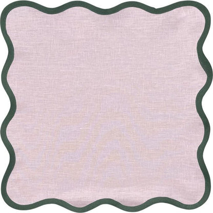 Scalloped Napkin in Peony with Pine Green Trim Set of 4 - Hosted by Kelly Gaudreau