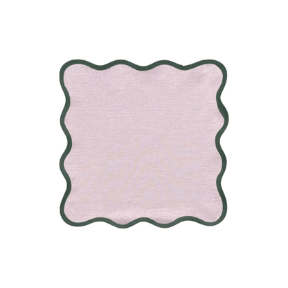 Scalloped Napkin in Peony with Pine Green Trim Set of 4 - Hosted by Kelly Gaudreau