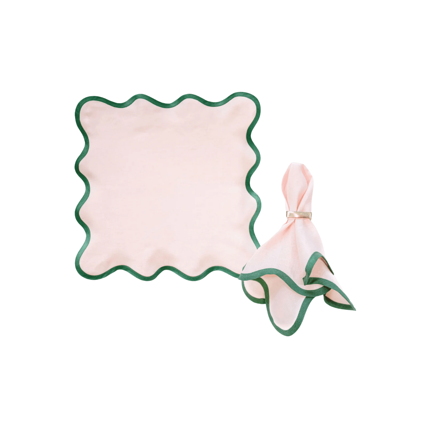 Scalloped Napkin in Peony with Pine Green Trim Set of 4 - Hosted by Kelly Gaudreau