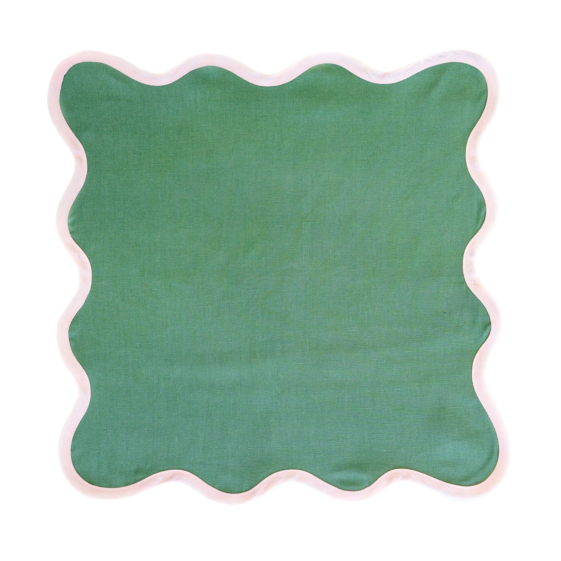 Scalloped Napkin in Pine Green With Peony Set of 4 - Hosted by Kelly Gaudreau