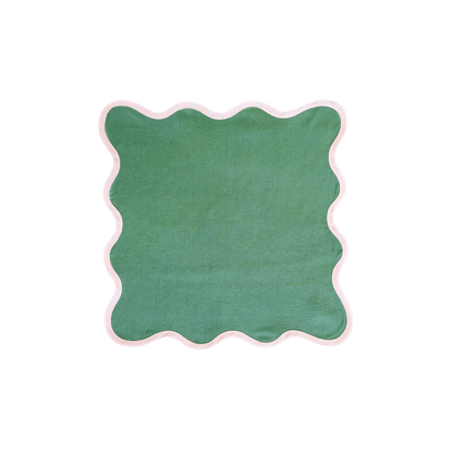 Scalloped Napkin in Pine Green With Peony Set of 4 - Hosted by Kelly Gaudreau