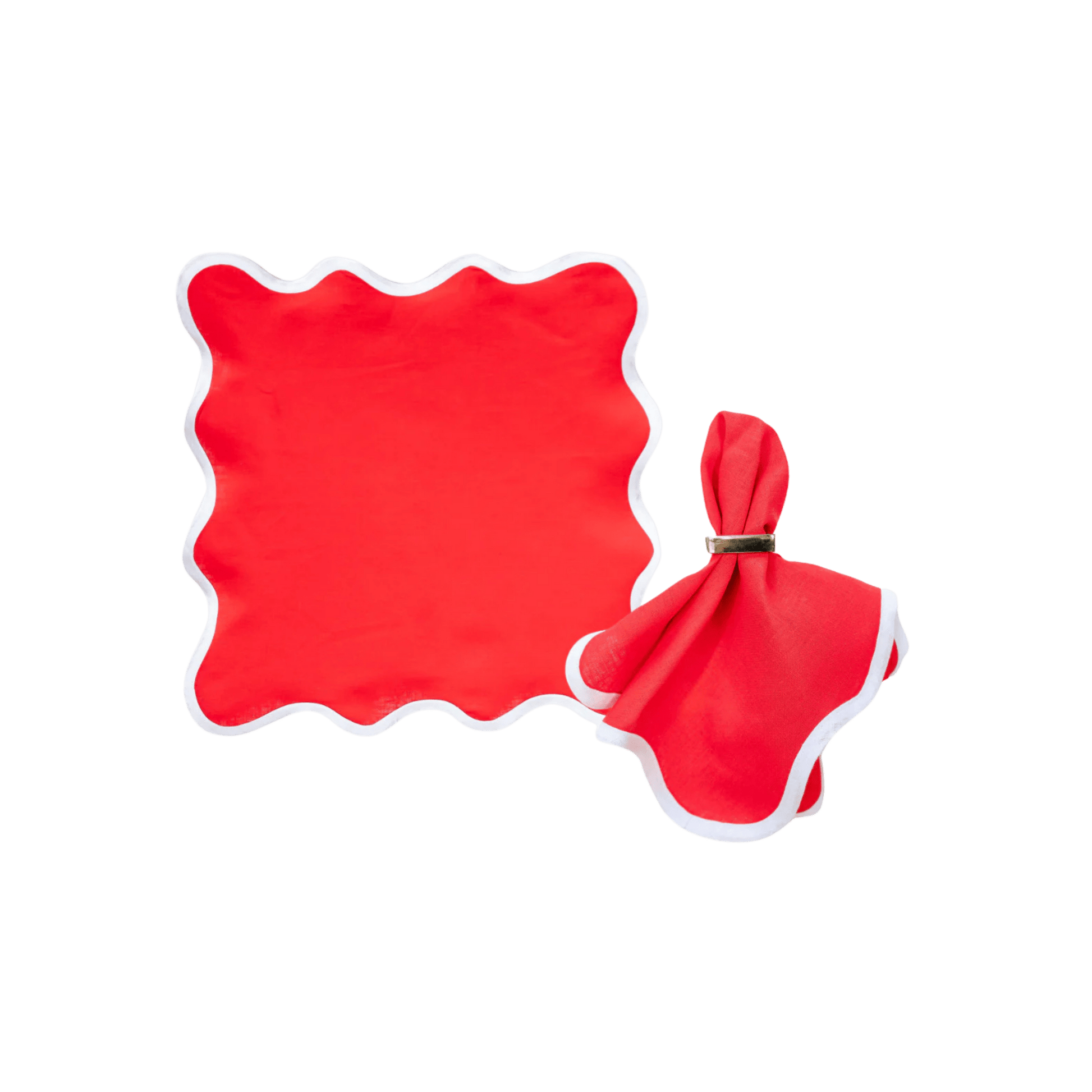 Scalloped Napkin in Rosebud Red Set of 4 - Hosted by Kelly Gaudreau