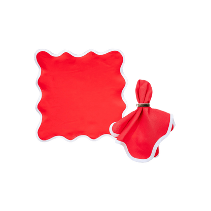Scalloped Napkin in Rosebud Red Set of 4 - Hosted by Kelly Gaudreau