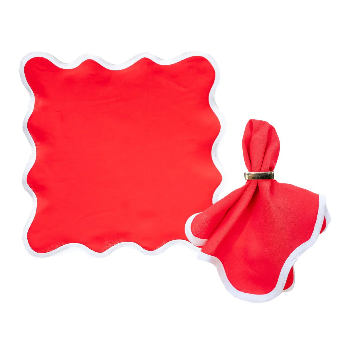 Scalloped Napkin in Rosebud Red Set of 4 - Hosted by Kelly Gaudreau