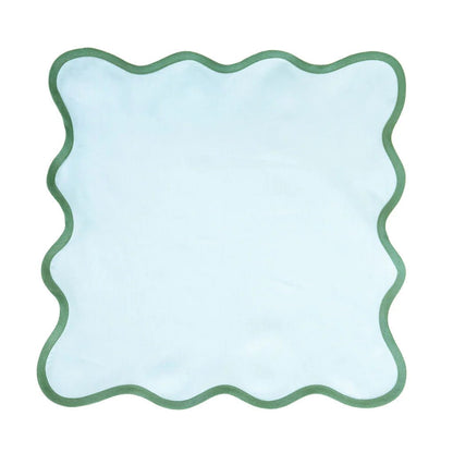 Scalloped Napkin in Sky Blue with Pine Green Trim Set of 4 - Hosted by Kelly Gaudreau