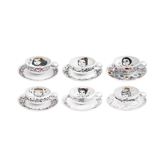 Set 6 Rainhas de Portugal Tea Cups with Saucers - Hosted by Kelly Gaudreau