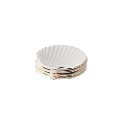 Shell Appetizer Plates AERIN Shell Appetizer Plates | Set of 4 Scallop Ceramic Plates – Hosted ...