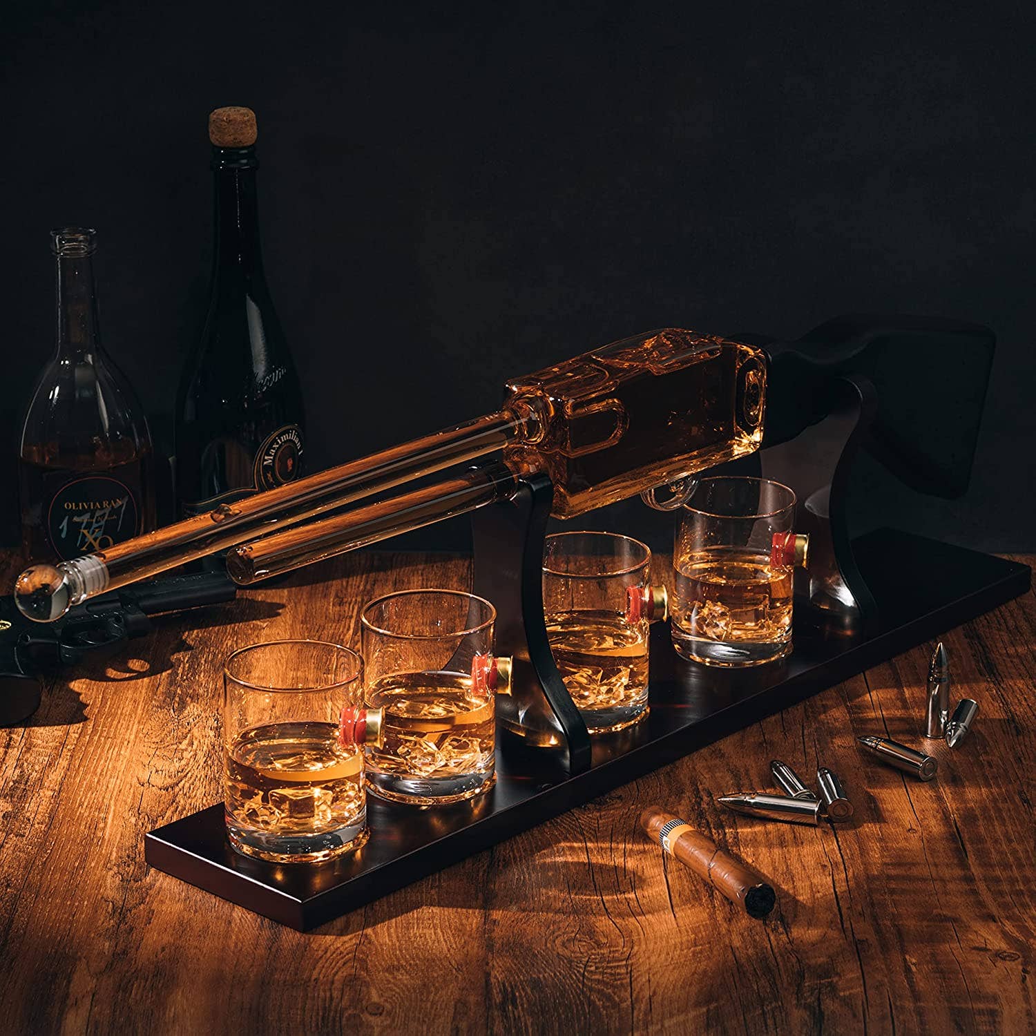 Shotgun Wine & Whiskey Decanter Set 20oz with Bullet Glasses - Hosted by Kelly Gaudreau