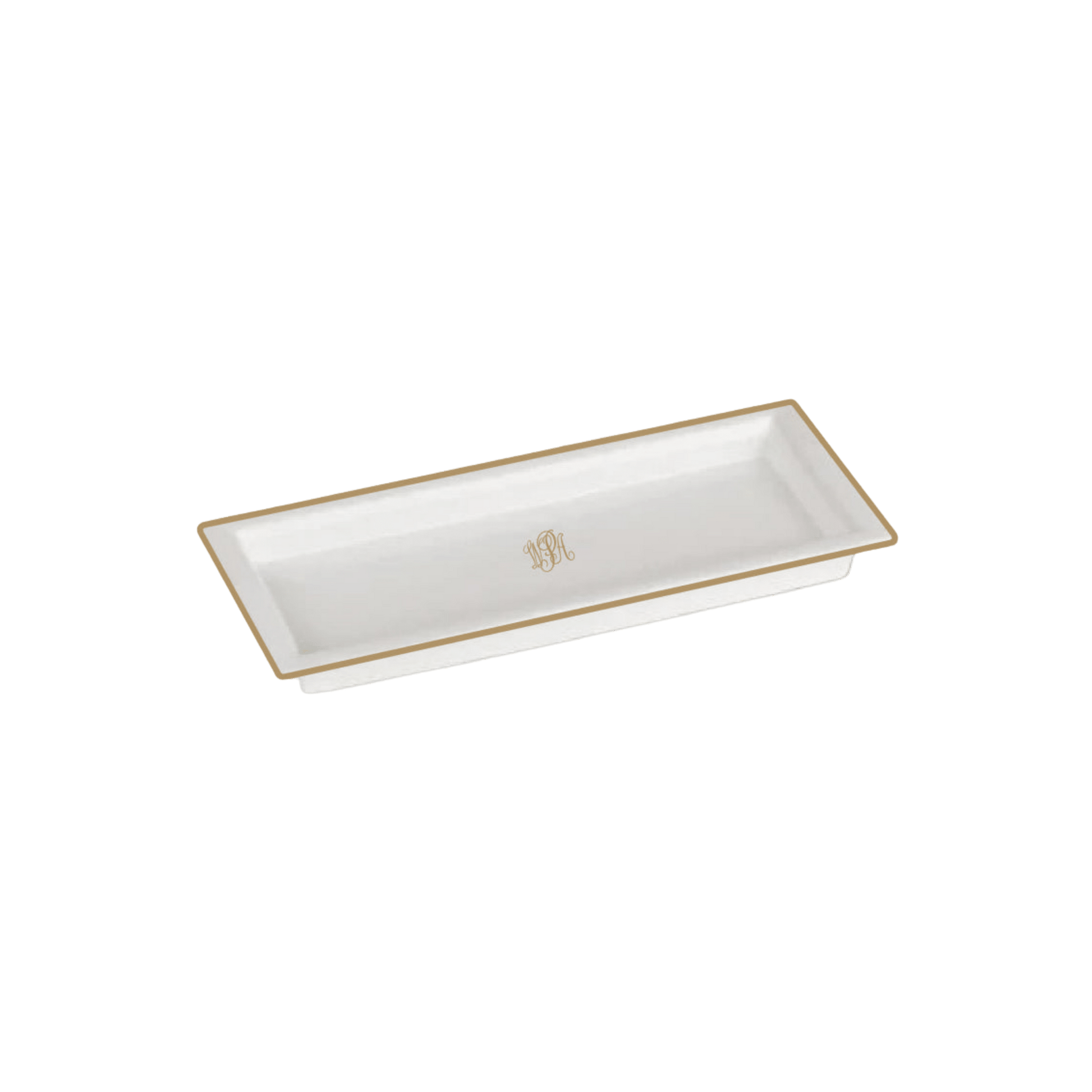 Signature Ultra - White Gold Monogrammed Small Rectangular Tray - Hosted by Kelly Gaudreau