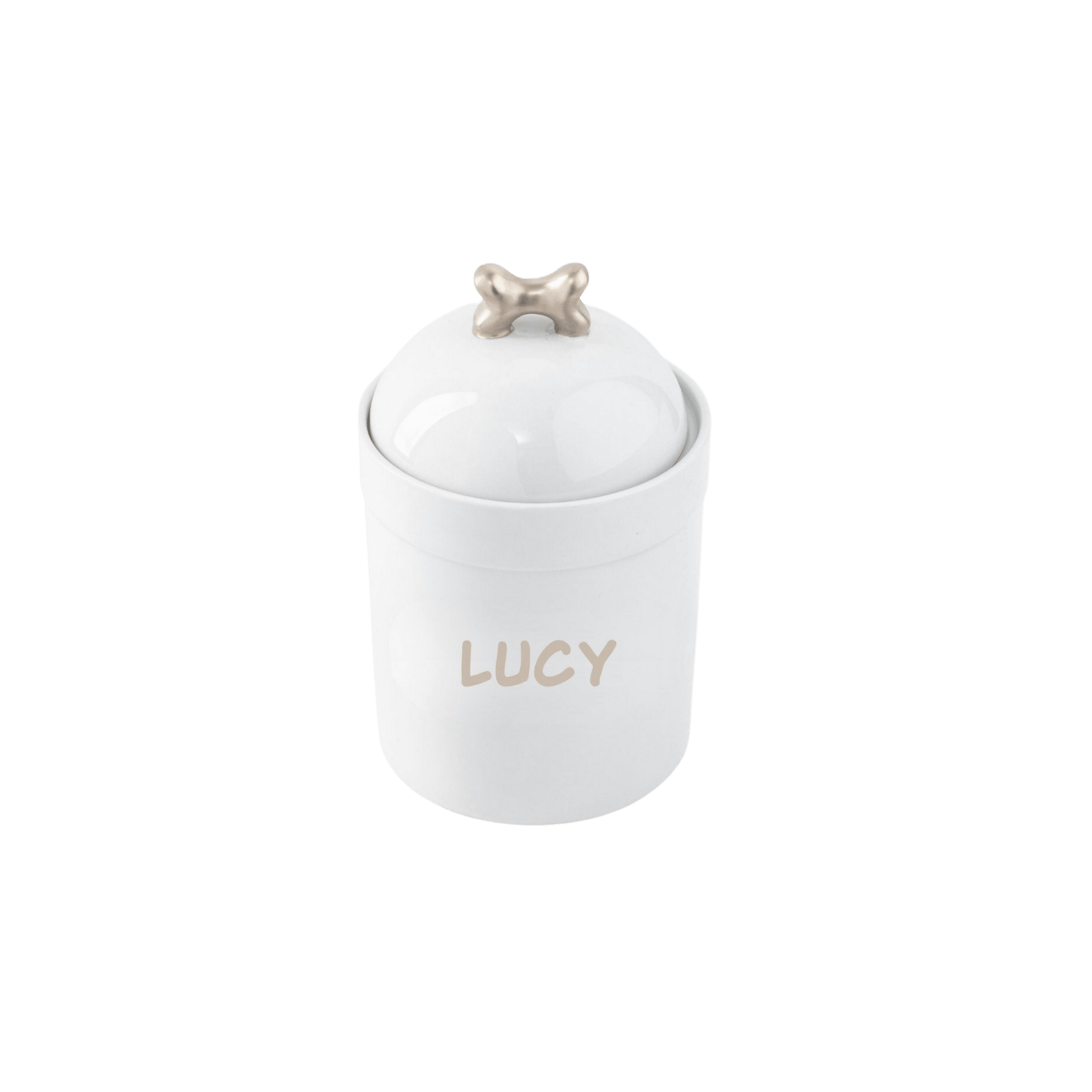 Signature Ultra - White Platinum Monogrammed Dog Treat Jar - Hosted by Kelly Gaudreau