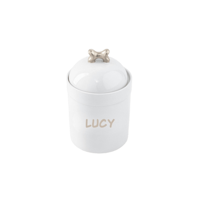 Signature Ultra - White Platinum Monogrammed Dog Treat Jar - Hosted by Kelly Gaudreau