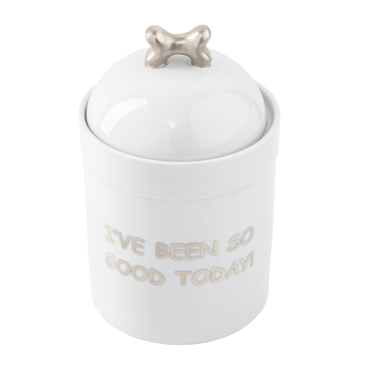 Signature Ultra - White Platinum Monogrammed Dog Treat Jar - Hosted by Kelly Gaudreau