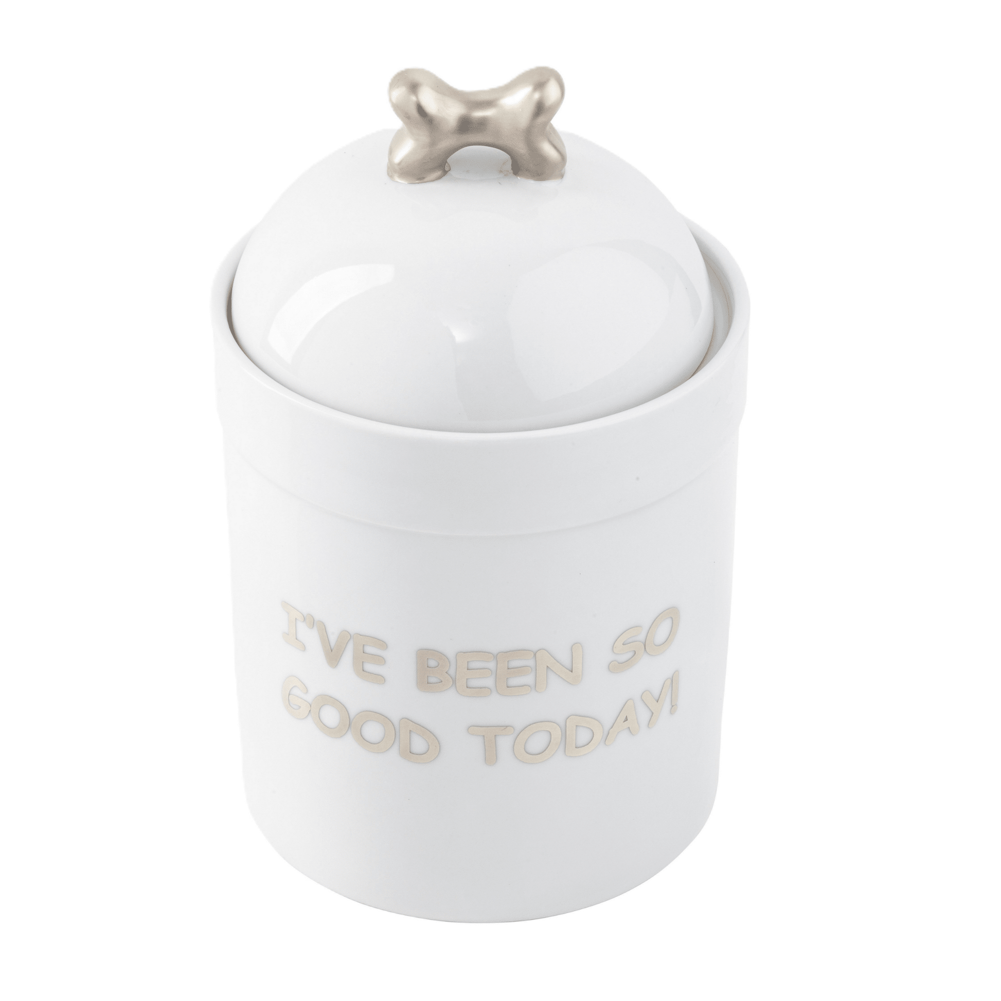 Signature Ultra - White Platinum Monogrammed Dog Treat Jar - Hosted by Kelly Gaudreau