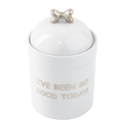 Signature Ultra - White Platinum Monogrammed Dog Treat Jar - Hosted by Kelly Gaudreau