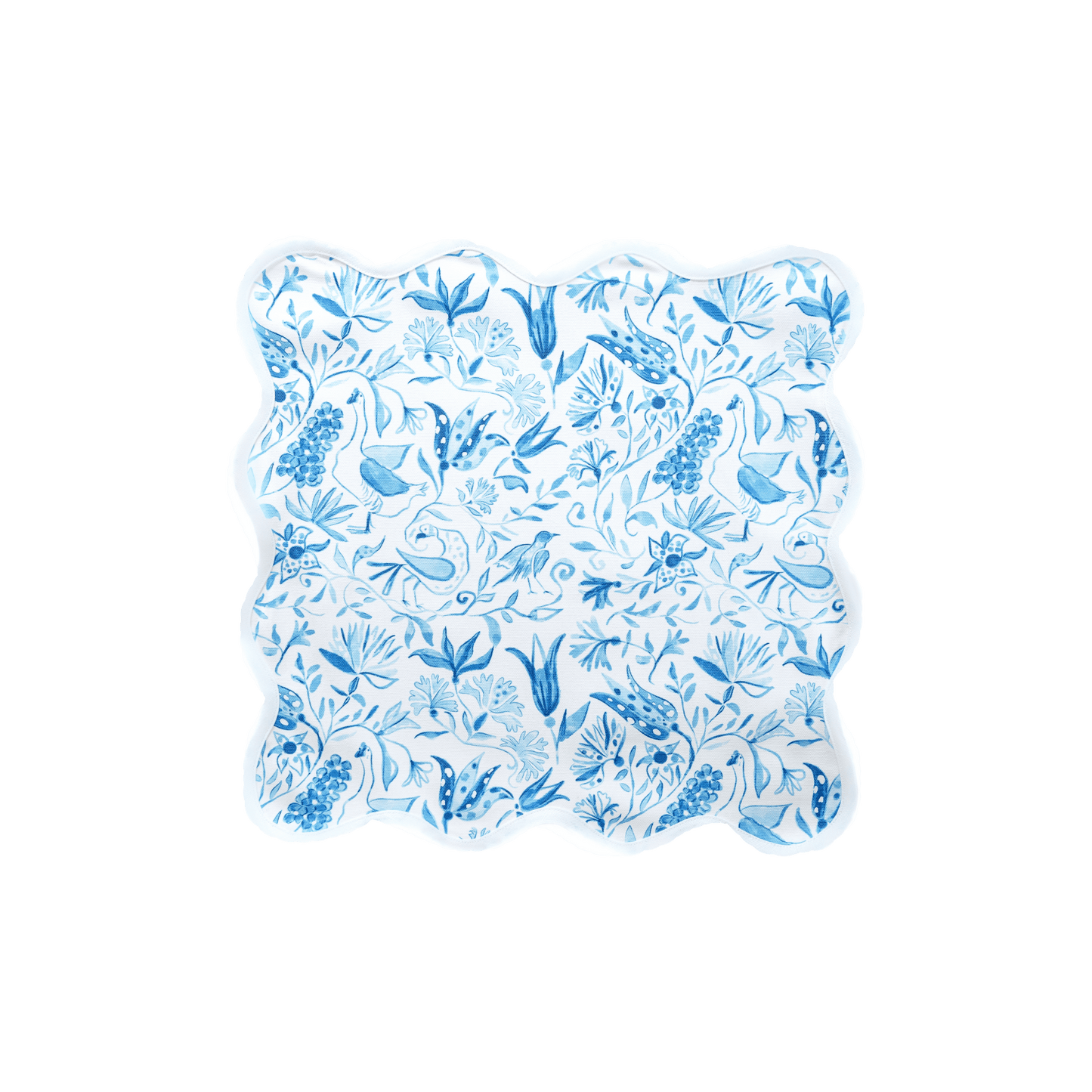 Square Scalloped Placemat - Birds of Paradise - Blue Set of 4 - Hosted by Kelly Gaudreau