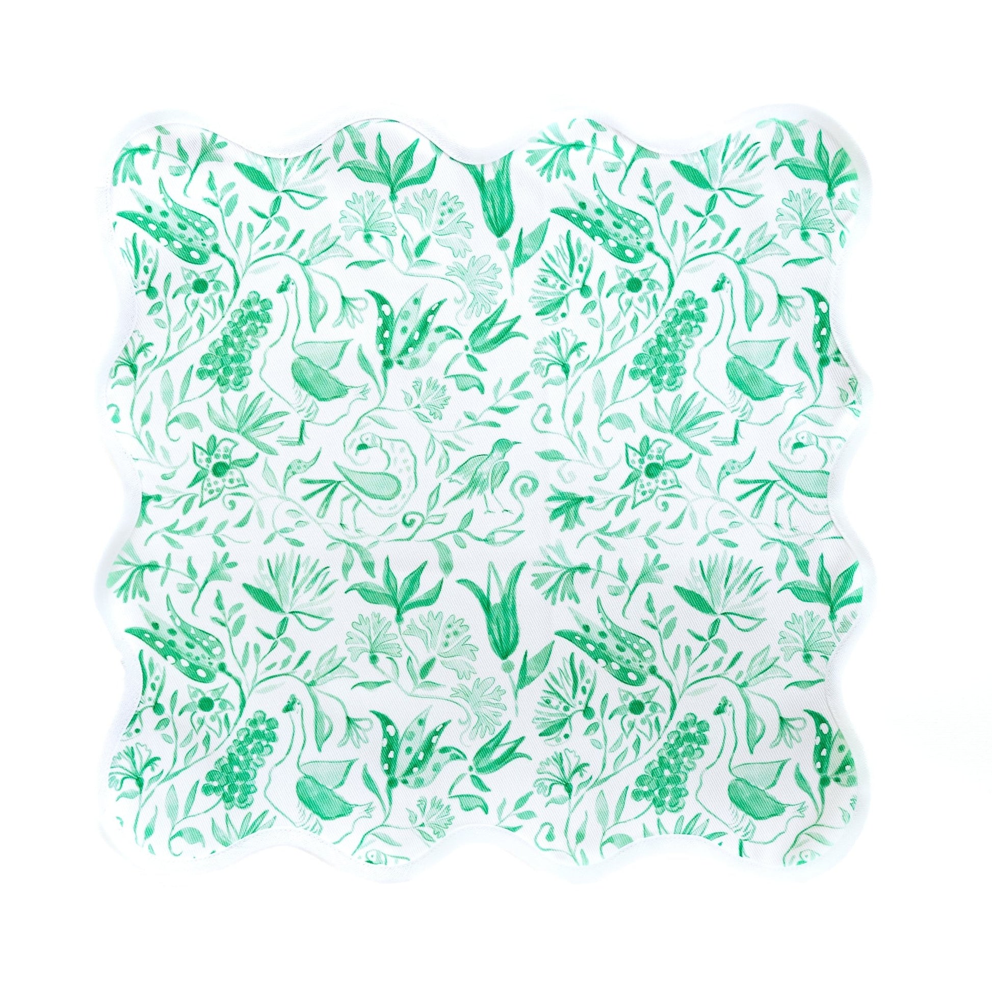 Square Scalloped Placemat - Birds of Paradise - Green Set of 4 - Hosted by Kelly Gaudreau