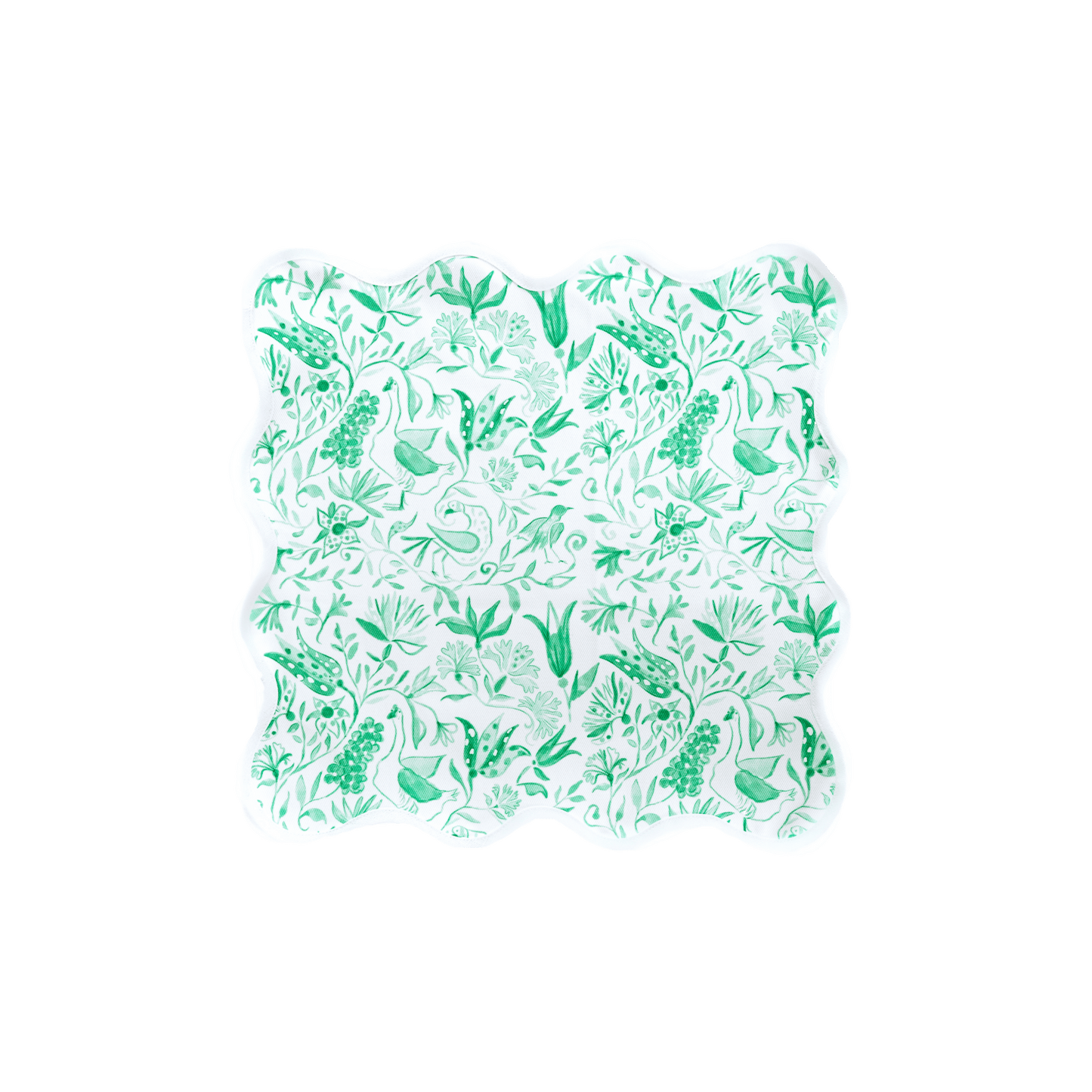 Square Scalloped Placemat - Birds of Paradise - Green Set of 4 - Hosted by Kelly Gaudreau