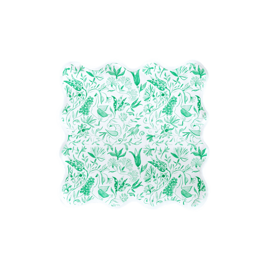 Square Scalloped Placemat - Birds of Paradise - Green Set of 4 - Hosted by Kelly Gaudreau