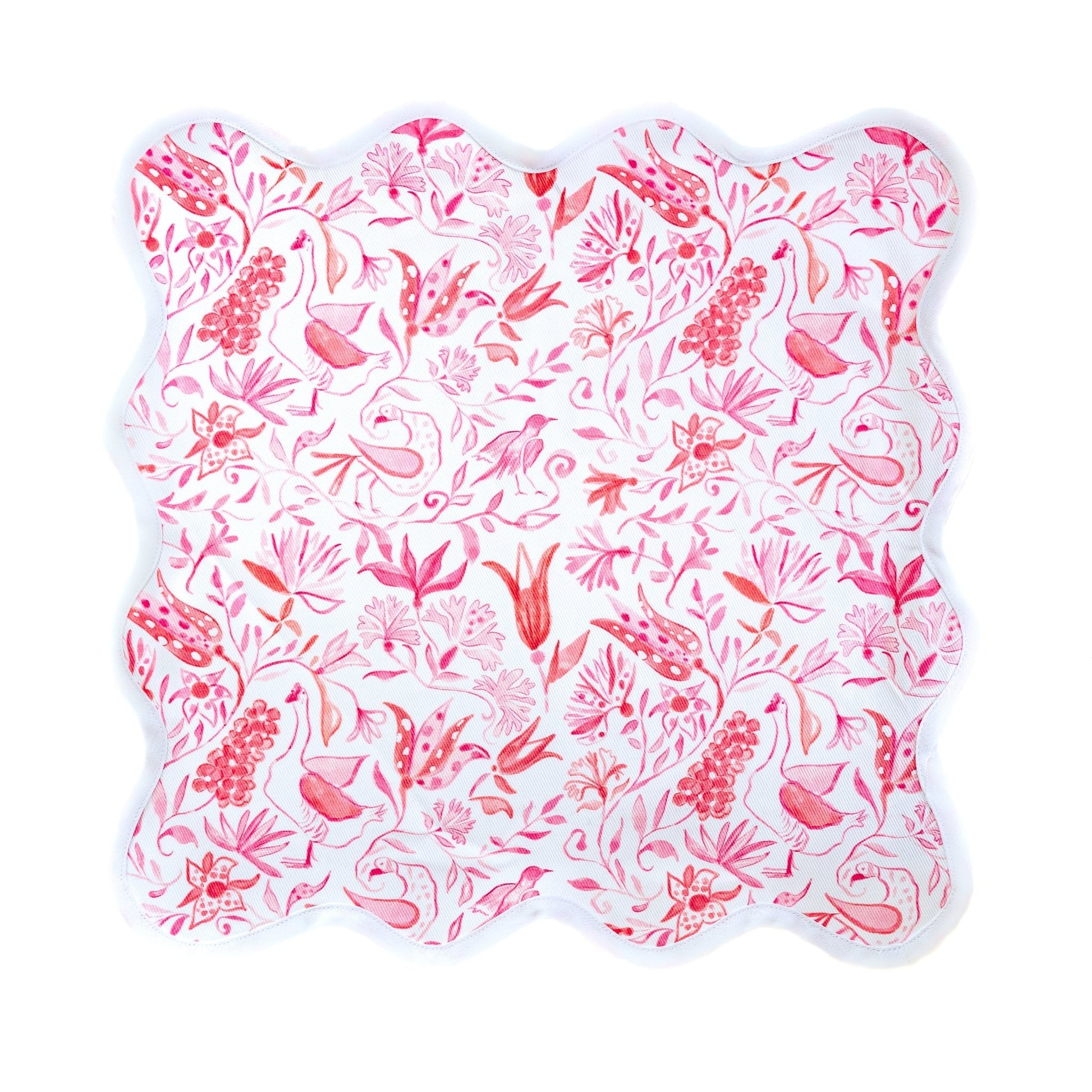 Square Scalloped Placemat - Birds of Paradise - Pink Set of 4 - Hosted by Kelly Gaudreau