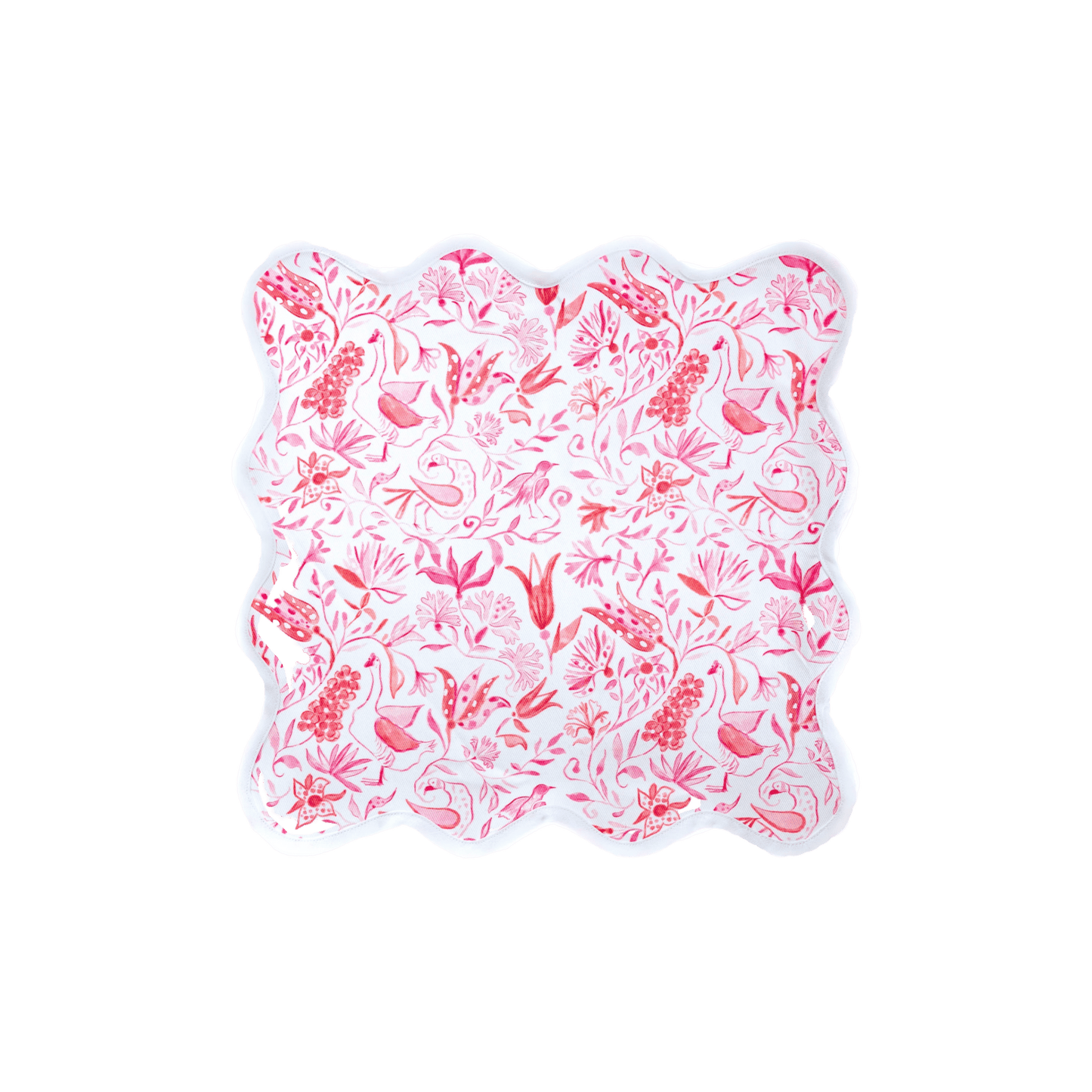 Square Scalloped Placemat - Birds of Paradise - Pink Set of 4 - Hosted by Kelly Gaudreau