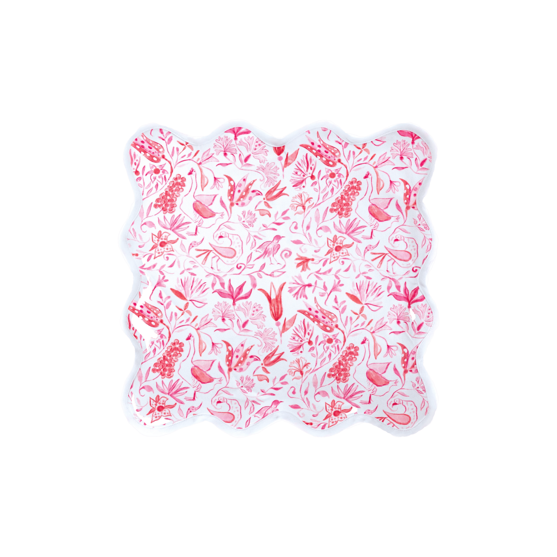 Square Scalloped Placemat - Birds of Paradise - Pink Set of 4 - Hosted by Kelly Gaudreau