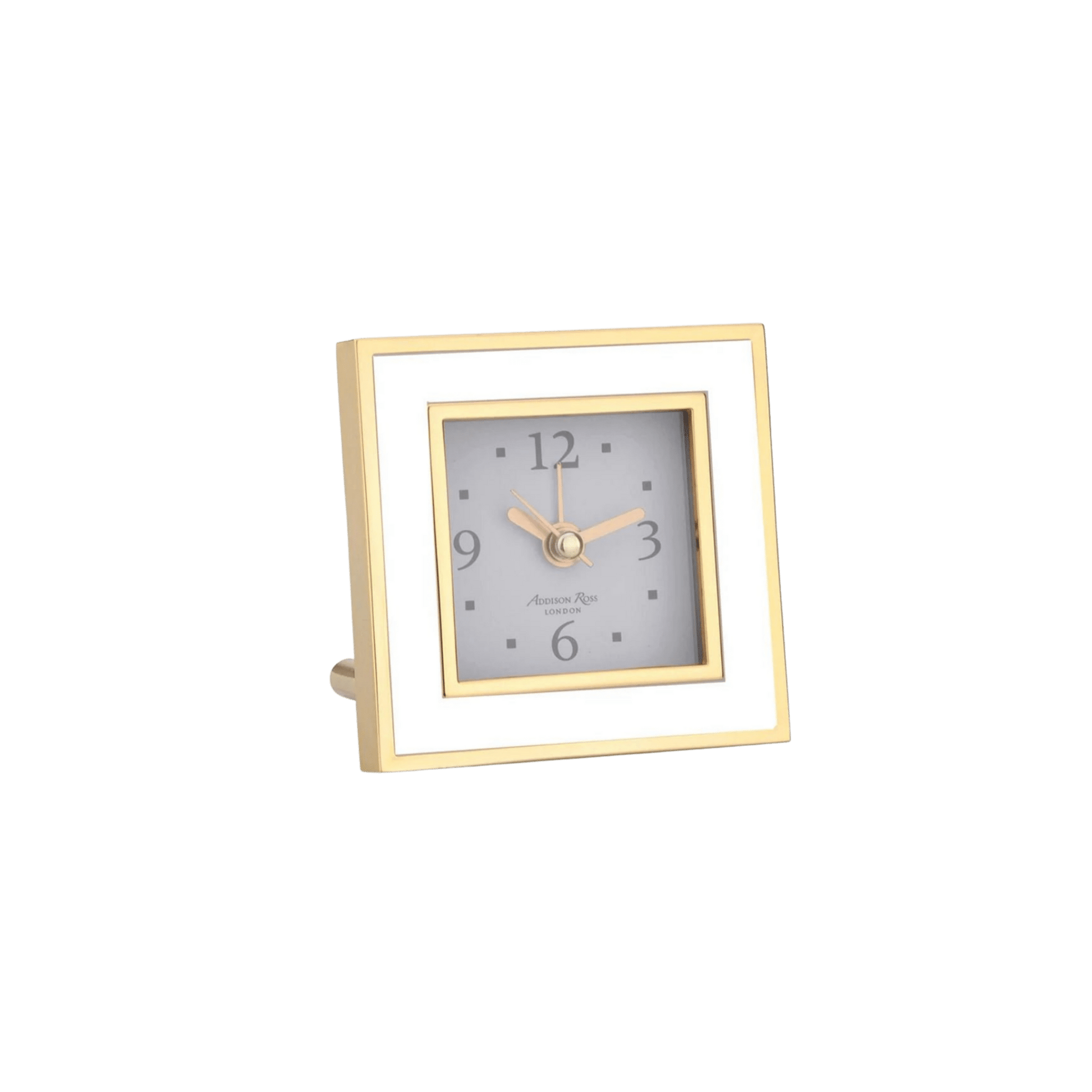 Square Silent Alarm Clock - White & Gold - Hosted by Kelly Gaudreau