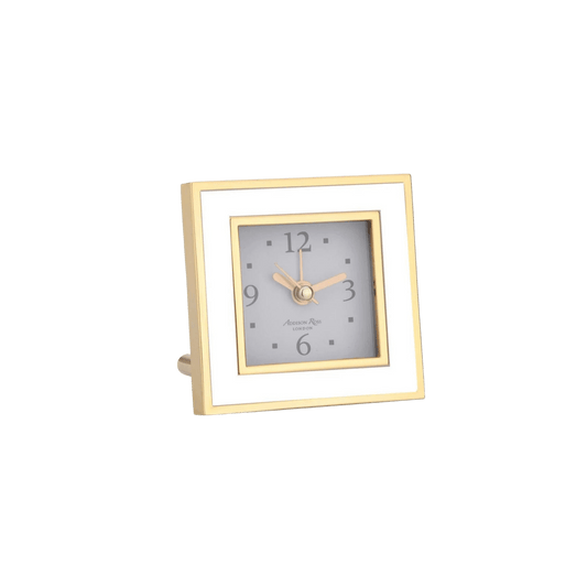Square Silent Alarm Clock - White & Gold - Hosted by Kelly Gaudreau