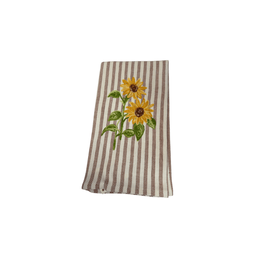 Sunflowers Embroidered Pomelo Kitchen Towel - Brown - Hosted by Kelly Gaudreau