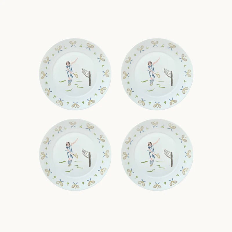 Tennis girl dessert plate Set of 4 - Hosted by Kelly Gaudreau