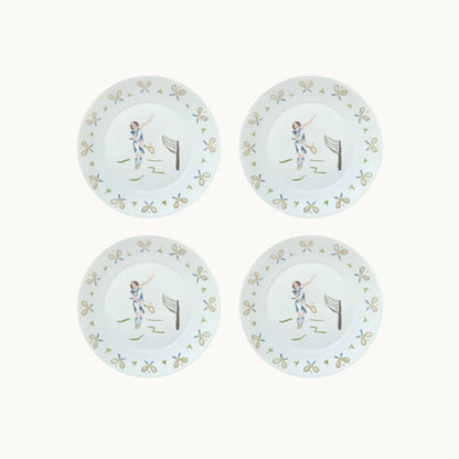 Tennis girl dessert plate Set of 4 - Hosted by Kelly Gaudreau