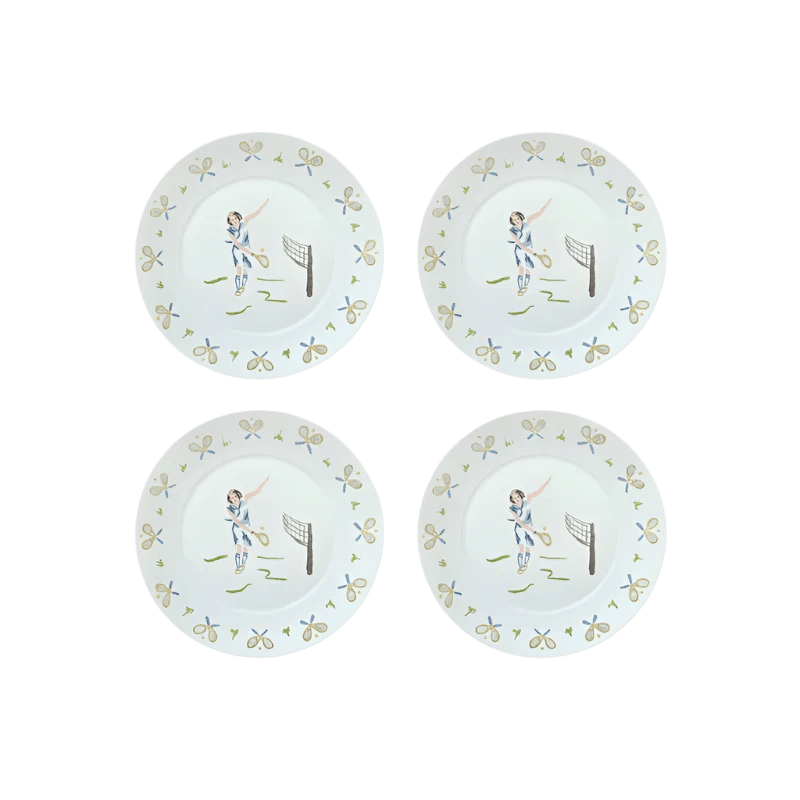 Tennis girl dessert plate Set of 4 - Hosted by Kelly Gaudreau