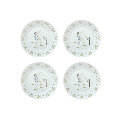 Tennis girl dessert plate Set of 4 - Hosted by Kelly Gaudreau