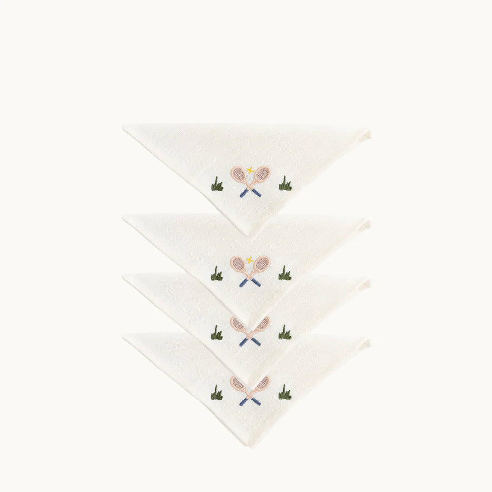 Linen Polo Cocktail Napkins designed for tennis lovers, bringing sophistication and style to any occasion. Perfect for entertaining guests while adding an elegant flair to your table setting.