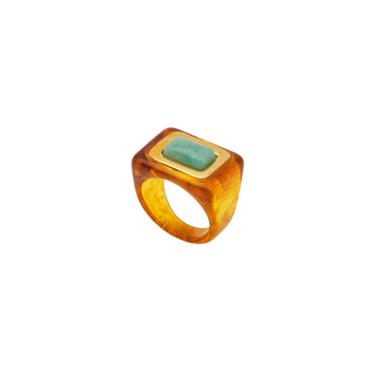 Tortoise Shell Resin Tablet Ring – Amazonite - Hosted by Kelly Gaudreau
